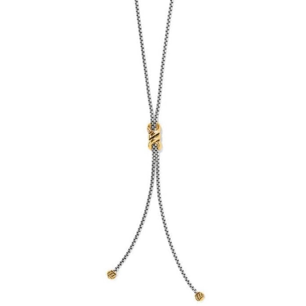 New Brighton Two-tone Interlok Twist Knot Lariat Layer Etched Pendant Necklace